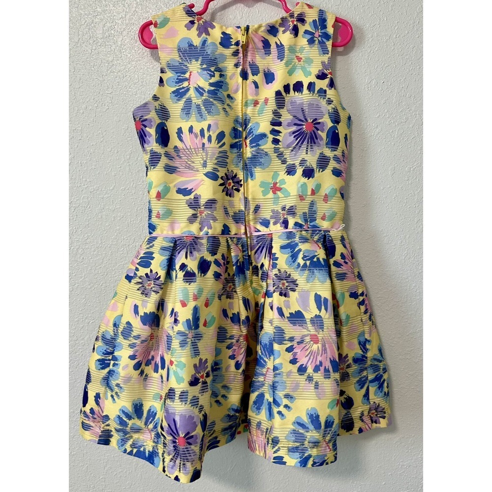 Wonder Nation Girls Yellow Floral Print Dress with Flower Accent Size 6 - Picture 3 of 4